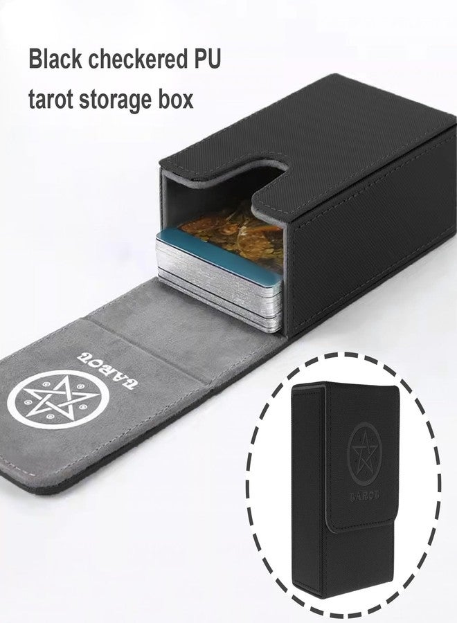 SING F LTD Tarot Card Case Card Deck Box PU Leather Card Storage Box Magnetic Closure Single-Sleeved Cards Box Protect Cards Solid Black - Image 3